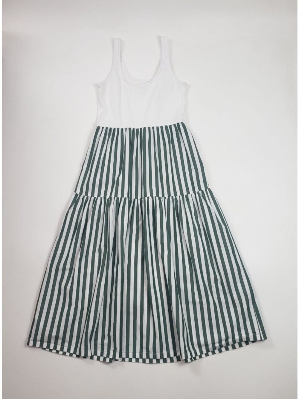 J.Crew Factory Striped Tiered Knit Mixy Dress Green Women’s Size Small Midi EUC - Picture 7 of 16